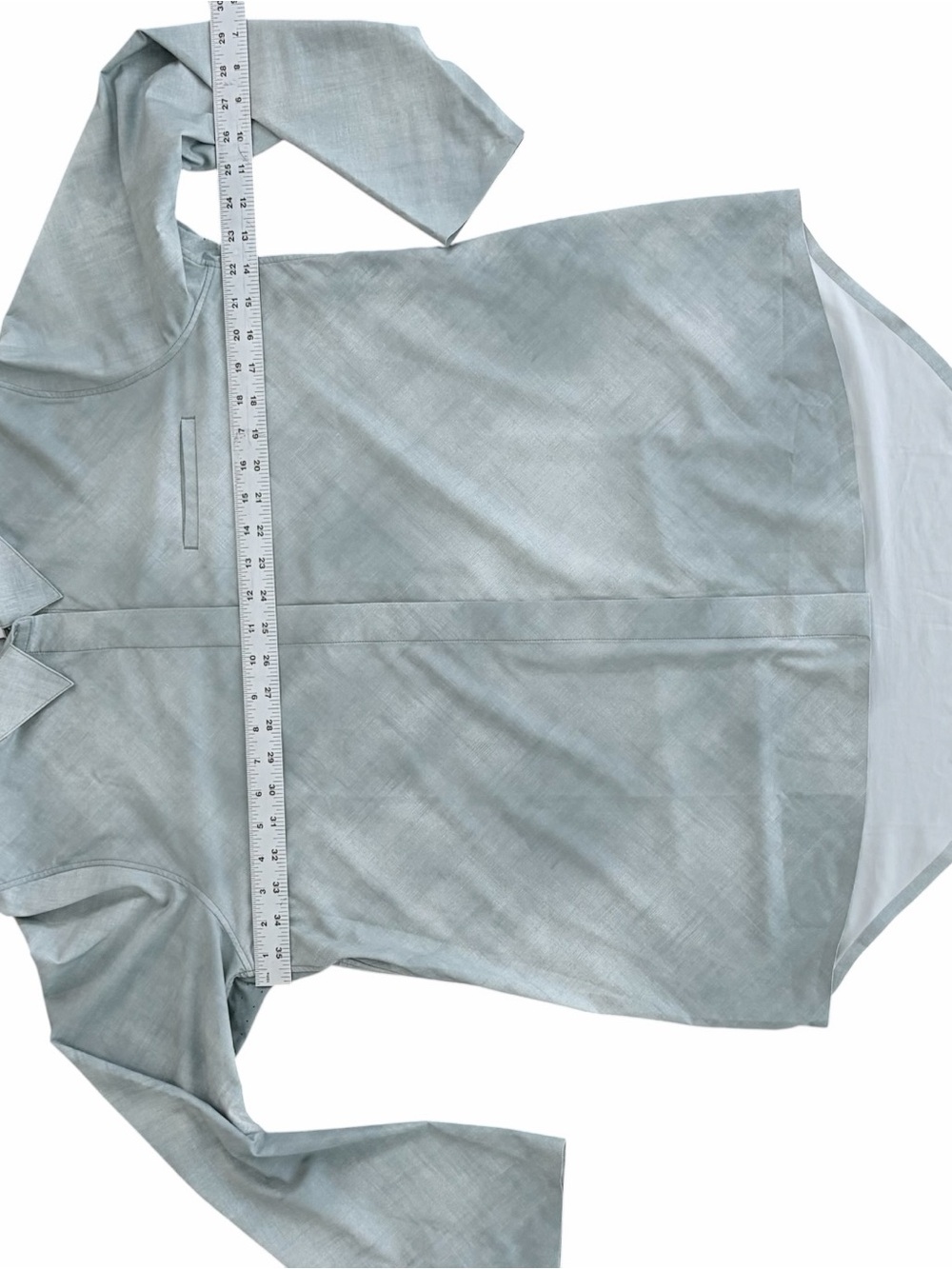 Athleta Urbanite Printed Tunic Blouse Gray Green Hidden Button Stretch Top Large - Picture 3 of 8